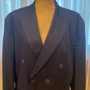 Paul Miranda Italia men’s doubles breasted navy cotton blazer, size 42R